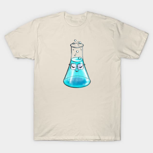 Cute Chemistry Flask Science Art T-Shirt by Boriana Giormova